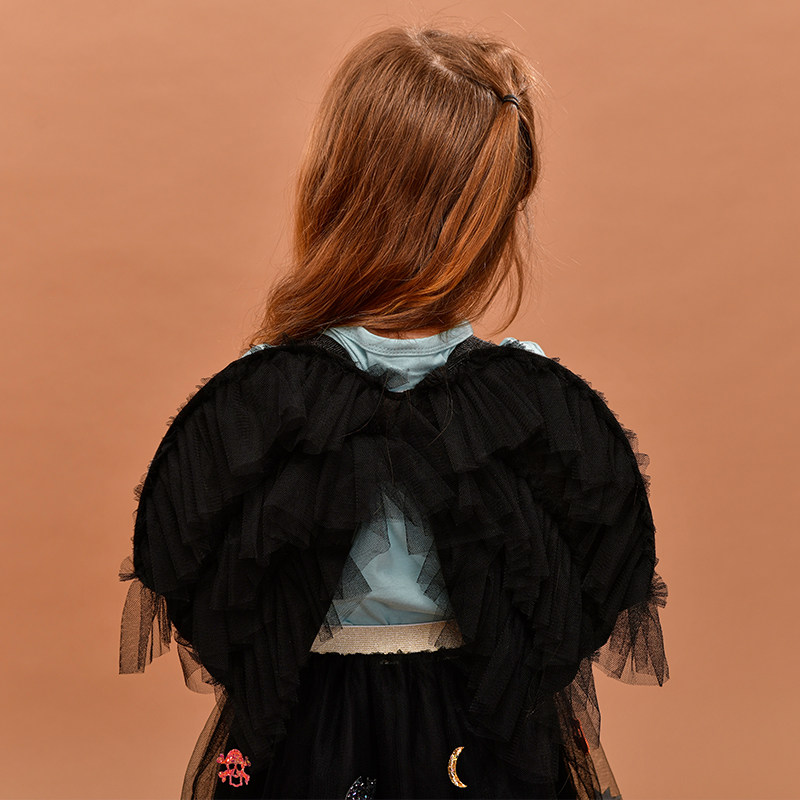 Kindergarten Girl Angel Black Mesh Yarn Swallow Type Wings 61 Children's Day Performance Props Bride Flower Dress Costume