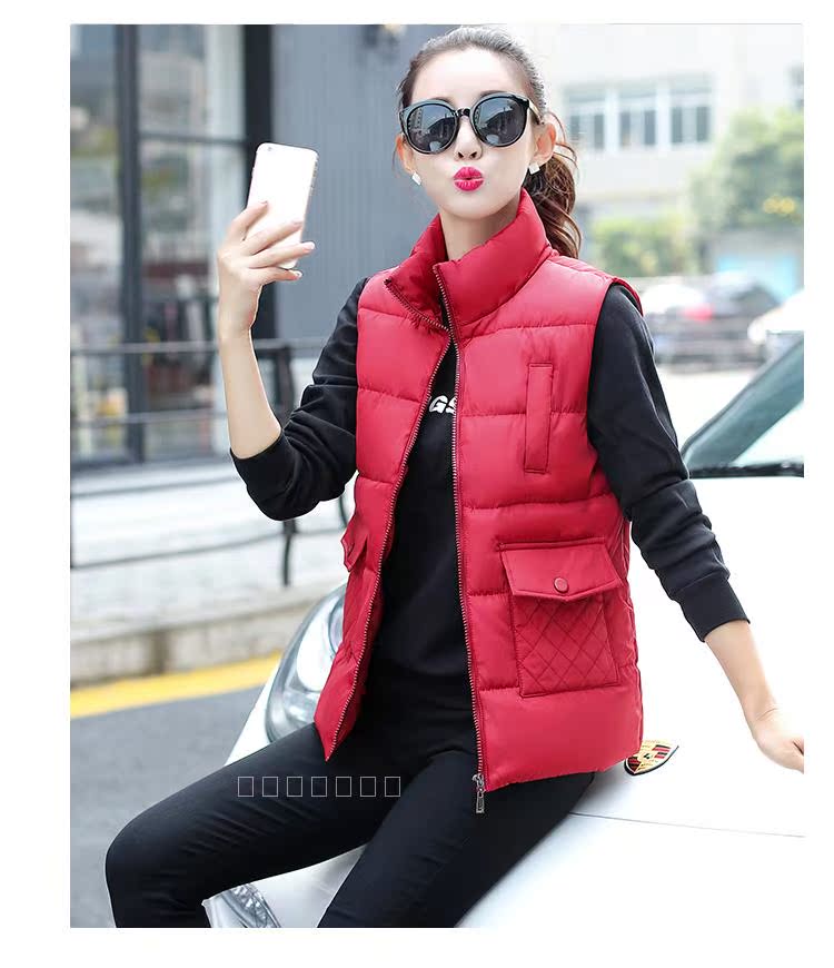 Mùa thu đông đông Phiên bản Hàn Quốc của áo vest cotton nữ có phần ngắn dày cỡ lớn là áo khoác cotton cotton mỏng vest áo kiểu trung niên hàn quốc
