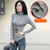 Áo cổ cao chạm đáy áo sơ mi nữ mùa thu và áo thun dài tay dày thon gọn cộng với áo nhung nhỏ ấm áp mùa thu hoang dã áo sơ mi cỡ lớn áo phông rộng Áo phông