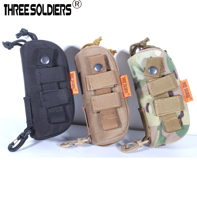 Camping Waterproof, Shockproof and Pressure-Proof Glasses Case, Outdoor Tactical Molle Waist-Mounted Cycling Camouflage Case, Military Fan Glasses Case
