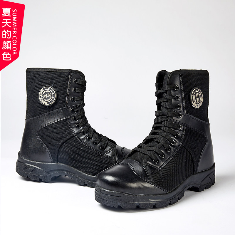 Winter security combat training shoes men's breathable high cylinder Canvas For Training Cotton Boots Tactical Combat Training Boots Security Shoes Black