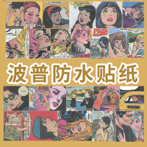 Retro steam wave EU-US INS hand ledger sticker Popwind cartoon junikjournalHandbill mobile phone shell decoration