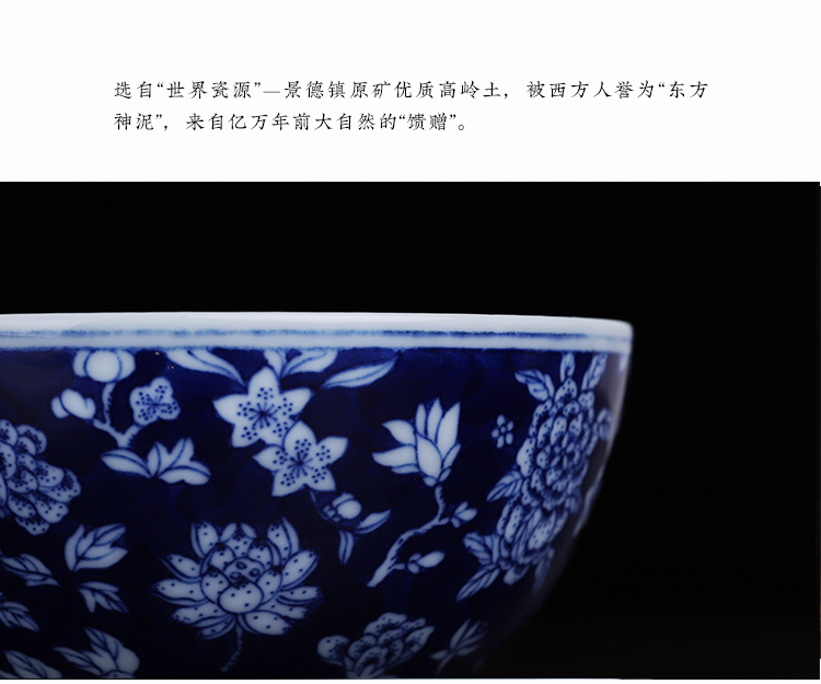 Offered home - cooked ju long up controller blue to white flowers footed bowl of jingdezhen ceramic bowl by hand