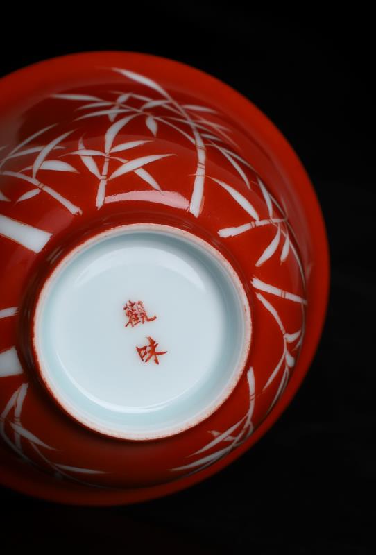 Offered home - cooked at flavour manual coral red white name plum bamboo grain tureen jingdezhen ceramic tea set tea cup