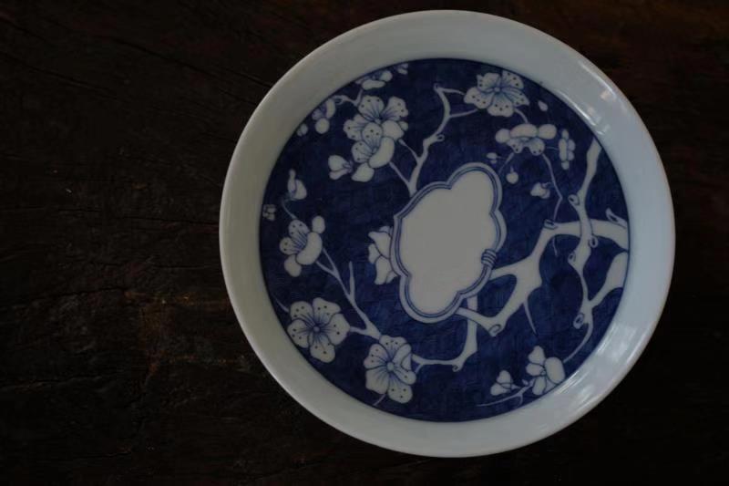 Private customized offered home - cooked in jingdezhen blue and white ice MeiPan hand - made ceramic tea tray was pot bearing fruit tray was dry terms plate