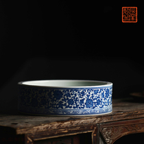 Long kiln holder long things live in Jingdezhen hand-painted blue and white twining lotus pattern daffodil basin tea wash fruit basin pen wash