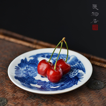 Best selling hand-painted blue and white porcelain small saucer coasters saucer saucer Jingdezhen handmade ceramic tea set