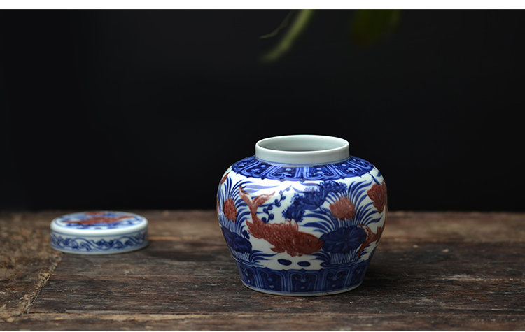 The View flavour is blue and white youligong hand - made porcelain cover pot of tea warehouse caddy fixings jingdezhen ceramic tea set by hand