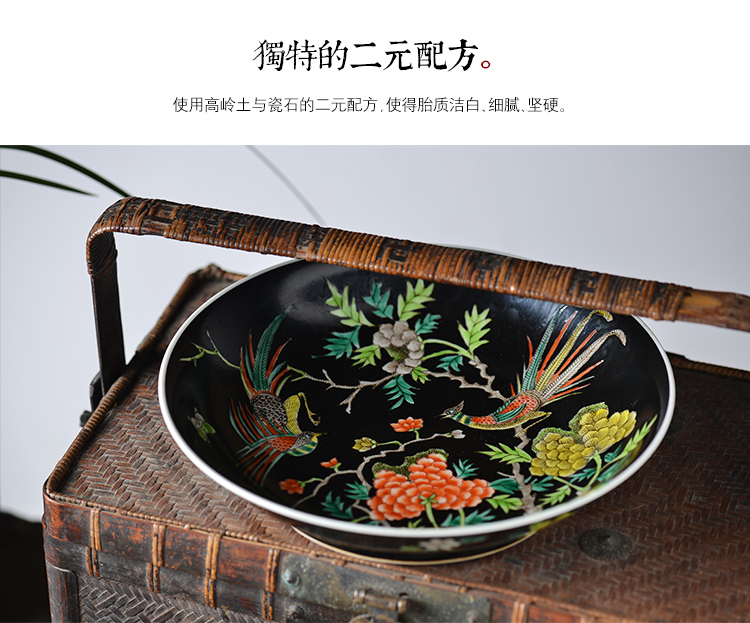 Offered home - cooked ju long up controller ink plain tricolour compote dish jingdezhen archaize ceramic plates by hand