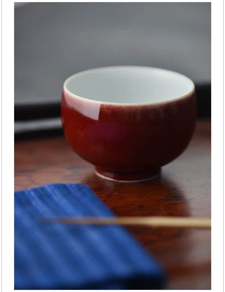 Offered home - cooked single blue glaze offering sacrifice in red pot cup manual master of jingdezhen ceramic sample tea cup cup tea cups