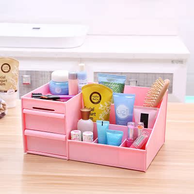 Cosmetics containing box Plastic large size makeup case drawer-type desk shelf Desktop containing box