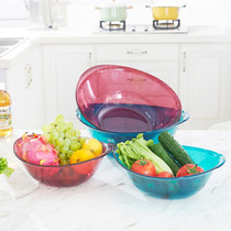 Korean transparent fruit tray Kitchen household wash basin basket Baby wash basin plastic