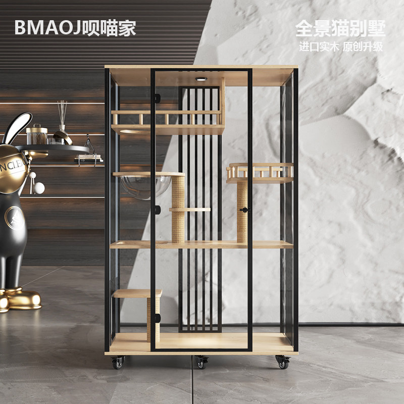 Solid wood cat cabinet cat cage luxury panoramic cat villa home oversized cat house cat litter cat wooden house can be customized - Taobao