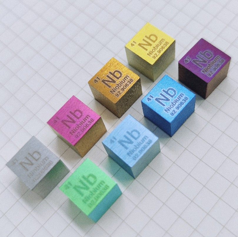 彩色铌立方 周期表型阳极氧化立方体  边长10mm重约8.58gNb&ge;99.9