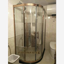 Rose gold shower room overall 304 stainless steel arc fan-shaped bath room partition bathroom glass door toilet custom