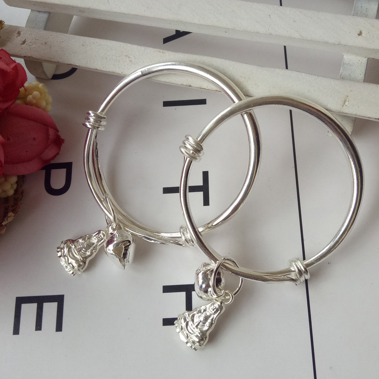 Đàn ông và phụ nữ bé Guanyin vòng tay Phật Dễ thương em bé sơ sinh trăng tròn có thể điều chỉnh vòng tay Bell quà tặng trẻ em vòng vàng 18k kiểu mới