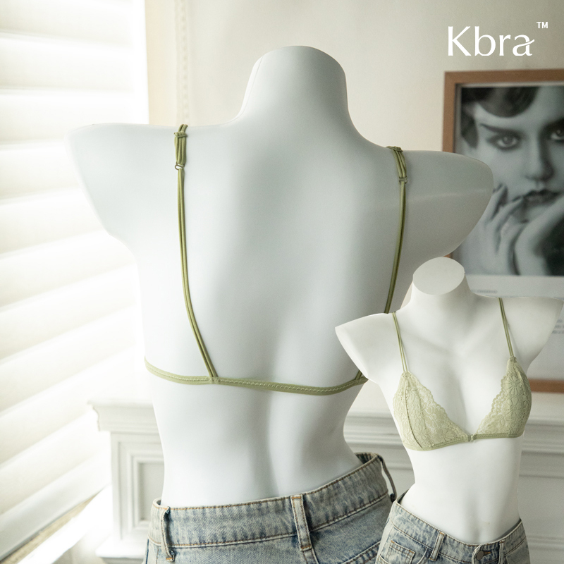 Kbra French-Style Front-Closure Lace Triangle Cup Bra for Women, Wireless, Push-Up, Summer Ultra-Thin Spaghetti Strap Beautiful Back Bra Kbra French-Style Front-Closure Lace Triangle Cup Bra for Women, Wireless, Push-Up, Summer Ultra-Thin Spaghetti Strap Beautiful Back Bra