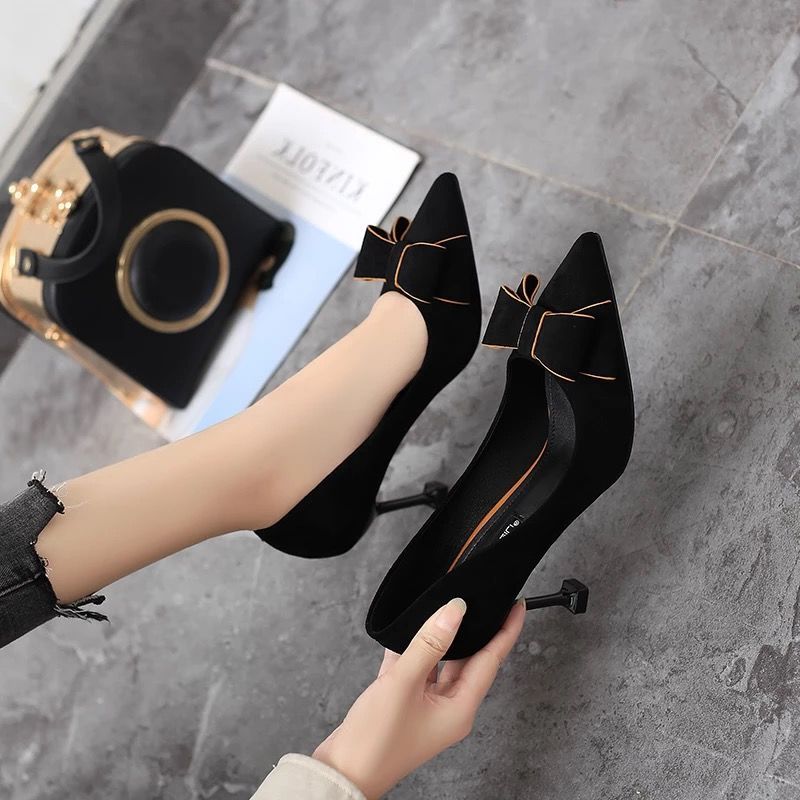 Spring and Autumn New 2020 Pointed Cat with heel heels hipster Girl Fairy Women's Shoes Fashion Joker Single Shoes