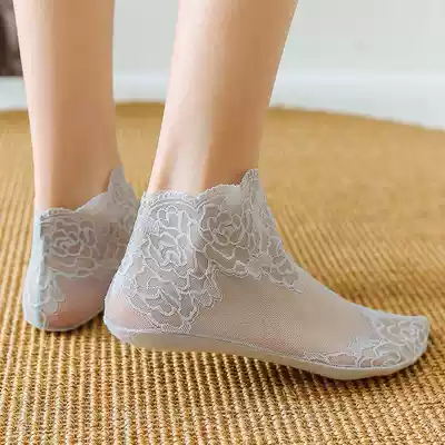 Socks women's socks lace boat Socks lace pure spring and summer thin hollow breathable low-top short tube Korean version of loose socks