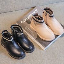 Next win childrens leather Martin boots 2021 autumn and winter New Girls English leather shoes Korean version of foreign air Net Red