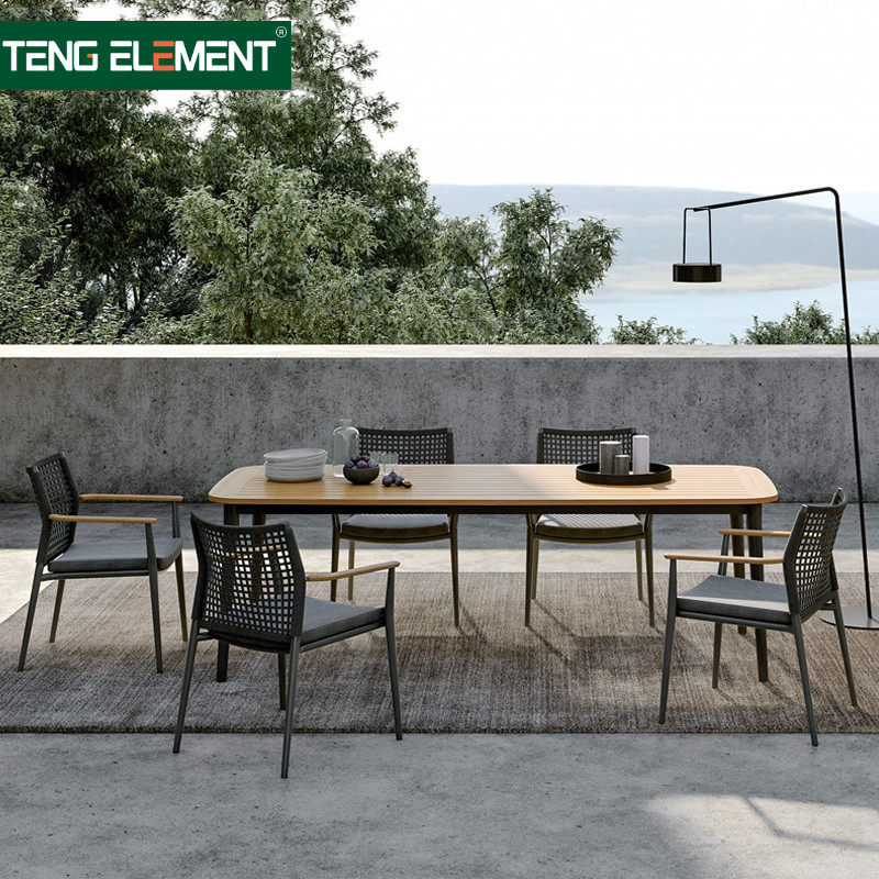 Outdoor Casual Table And Chairs Teak Wood Vines Interior Dining Room Garden Patio Balcony Rain Protection Sunscreen Three combinations