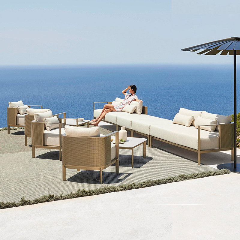 Outdoor Furniture Open-air Garden Patio Outdoor Waterproof Sunscreen Villa Hotel Balcony Stainless sofa Combined-Taobao