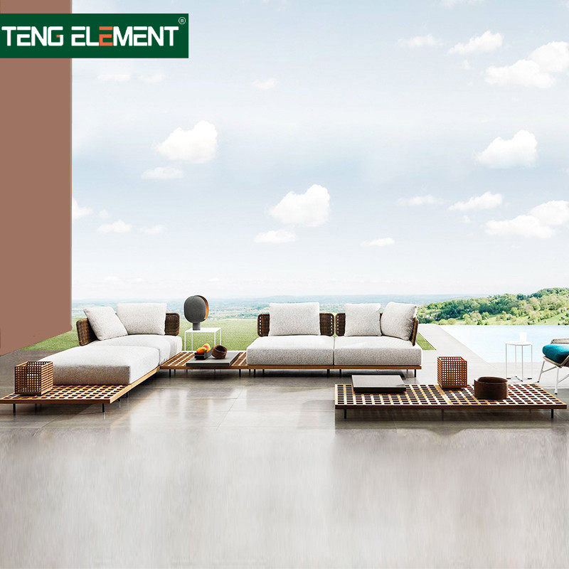 Outdoor sofa villa leisure mixed casino chair solid wooden tea couch outdoor garden patio sample room furniture