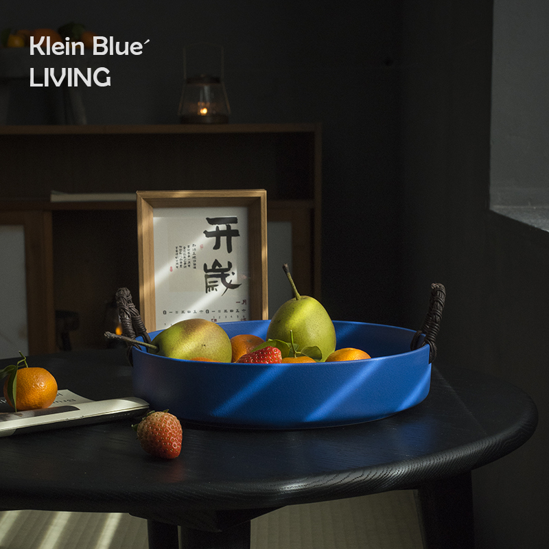 Kleinblue'Living Klein Blue Ceramic Basket Fruit Plate Pastoral Storage Plate Dessert Plate Kleinblue'Living Klein Blue Ceramic Basket Fruit Plate Pastoral Storage Plate Dessert Plate