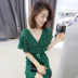 Châu Âu 2019 hè mới hàng nữ Châu Âu phiên bản Hàn Quốc của người vợ rộng rãi váy hoa sen sóng cao điểm váy cổ tích - Váy eo cao váy dúm eo	 Váy eo cao