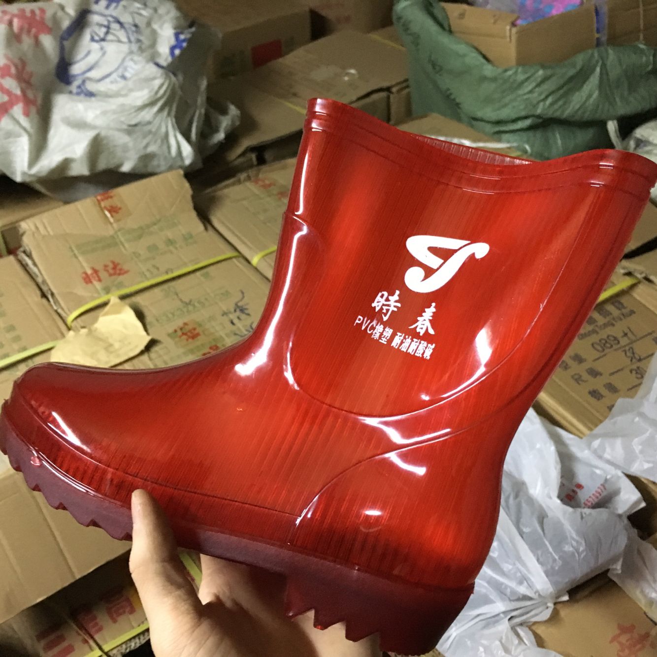 2022 Summer New PVC Rubber Plastic Water Shoes Short Barrel Short Tube Men's Wine Red Brown Working Rain Waterproof Shoes