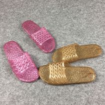 2021 summer new shiny crystal transparent jelly color princess flat heel bottom non-slip non-smelly foot cool slippers