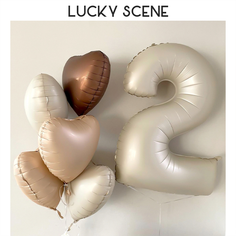 Large balloon cream caramel latte coffee love brown digital birthday party arrangement