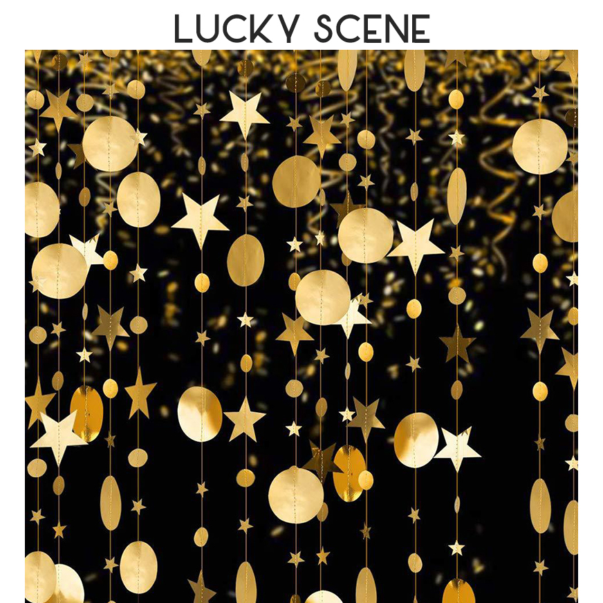 (Auspicious Props) Gold Silver Star Stars Round flowers Ribbon Birthday Party Arrangement Decorations Festival Pendant-Taobao