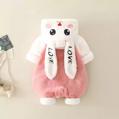Baby baby winter dress thickened warm lovely Princess little white rabbit out of uniform female baby clothes set