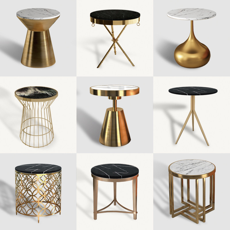 Italian Minimalist Light Lavish Stainless Steel Marble Corner A Few Hotels Small Tea Table Side A Few Sofas Side Cabinet Living-room Bed Head Cabinet