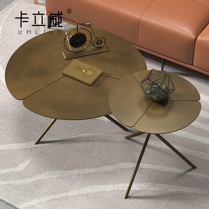 Italian Minimalist Nordic Round Tea Table Petal Living Room Size Round Tea Table Combination Brief Corner Few Industrial Wind Light Extravagant