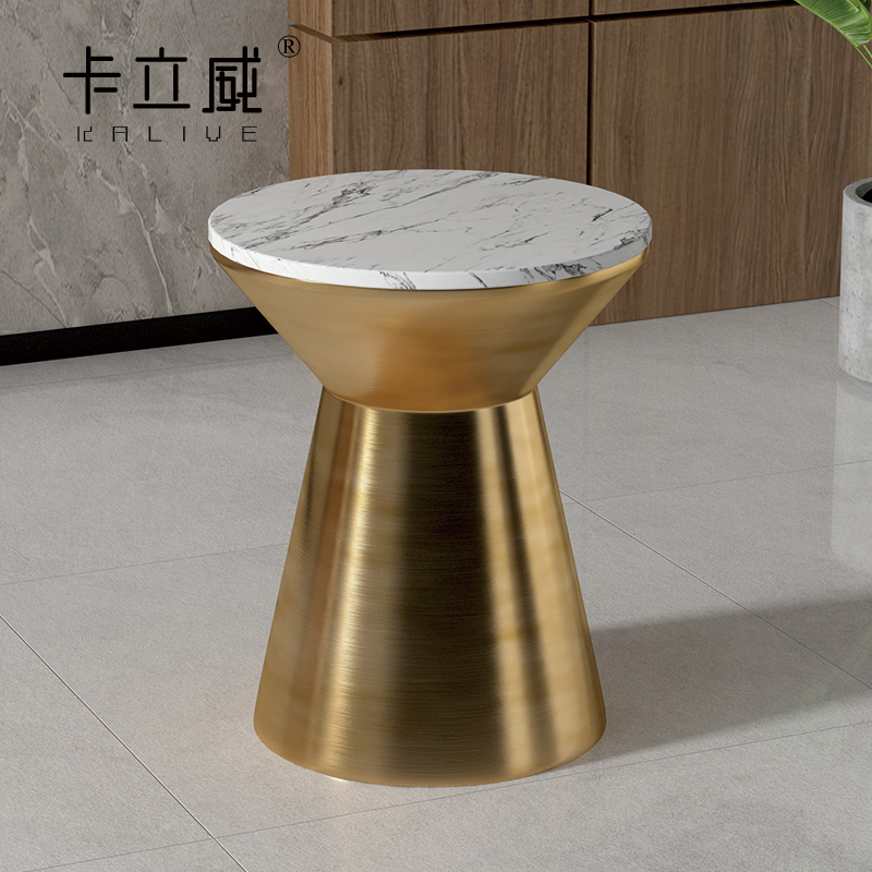 Italian minimalist marble corner table round side table light luxury designer sofa side cabinet modern minimalist small coffee table