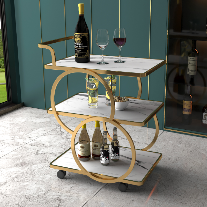 Hotel restaurant delivery car stainless steel three layer wine truck tea car snack cake car 4s shop mobile trolley