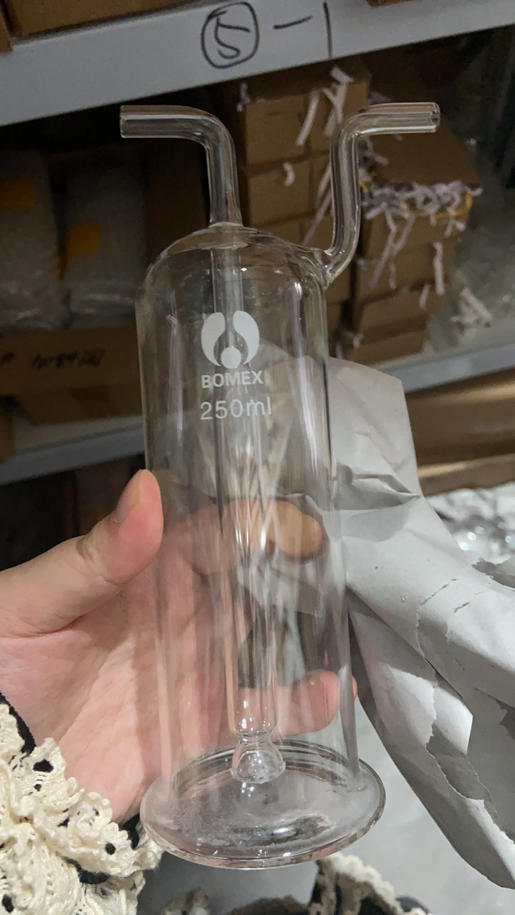 分析仪配件封闭式钢铁洗瓶扎氏洗气瓶过滤气体玻璃瓶125ml250
