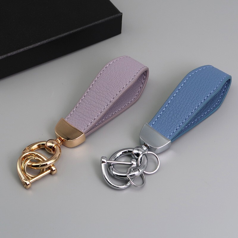 New High-Quality Lambskin Pattern Keychain for Women, Simple Car Keychain, Leather Keychain, Key Rope