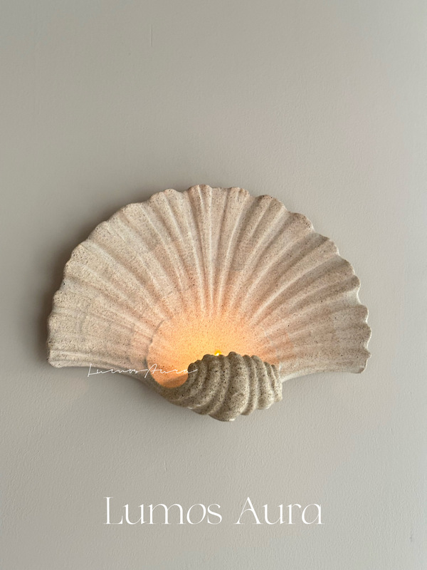 Lumos｜Shell Natural Sandstone Candle Holder Sculpture Space Art Pendant Wall-Mounted Candle Holder Medieval Style Sculpture