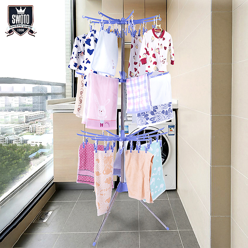 Baby clothes rack Children clothes rack Floor folding balcony Indoor multi-function towel rack Baby diaper rack