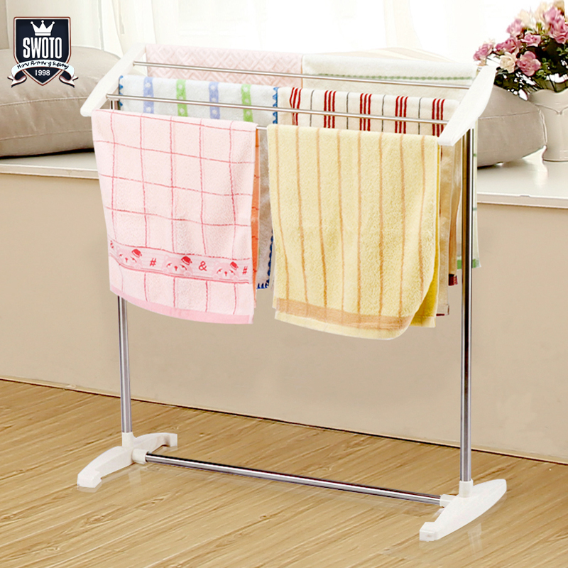 Towel rack Floor-standing non-perforated small bathroom stainless steel shelf Bath towel rack Bathroom hanging towel bar