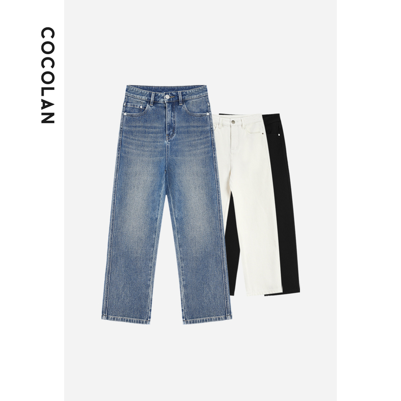 Cocolan【Record Denim 3.0】Autumn New Straight-Leg Pants Washed Denim Cropped Pants for Women Cocolan【Record Denim 3.0】Autumn New Straight-Leg Pants Washed Denim Cropped Pants for Women