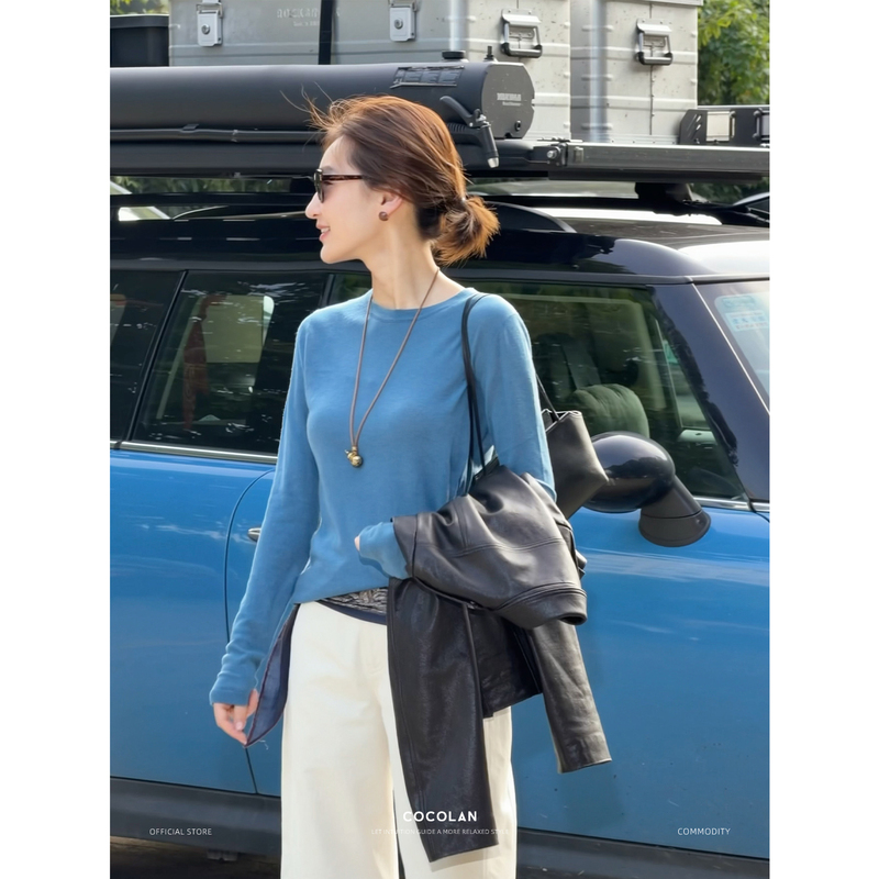Cocolan【Huanzhi Lu】Autumn New Style 16-Gauge 60-Count Water-Soluble Sheep Wool Soft and Fluffy Knit Sweater for Women as a Base Layer Cocolan【Huanzhi Lu】Autumn New Style 16-Gauge 60-Count Water-Soluble Sheep Wool Soft and Fluffy Knit Sweater for Women as a Base Layer