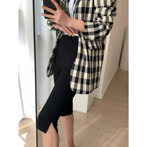 MUCCHIC retro resurgence side slit slim pants cycling pants