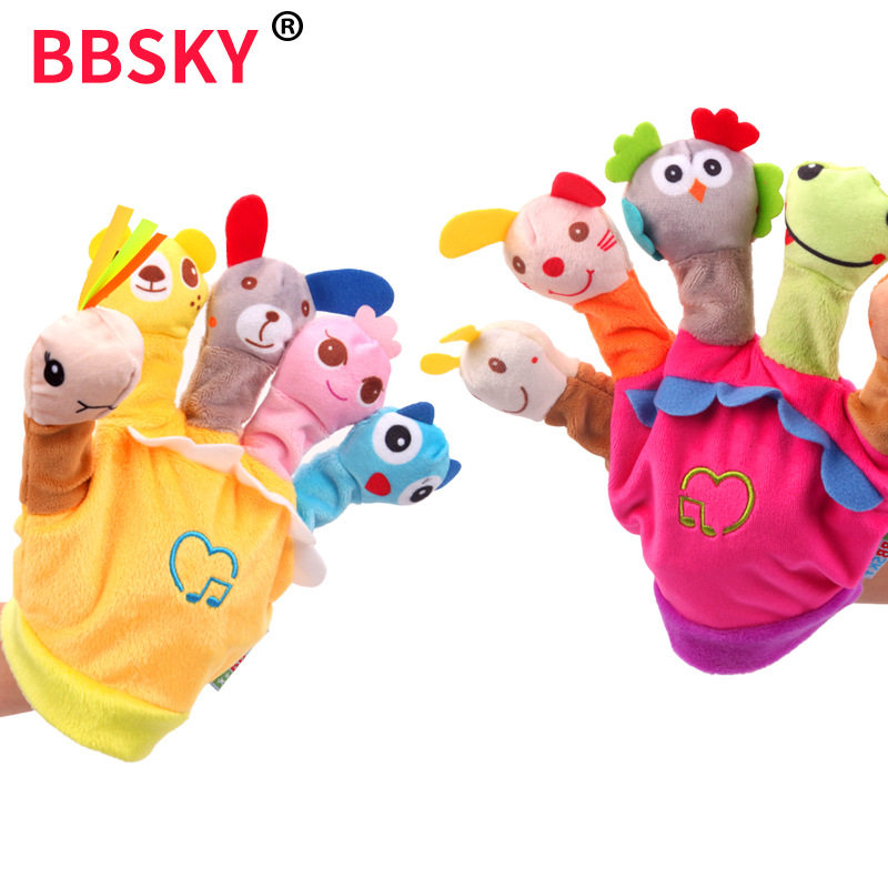 Baby Puzzle Music Hand Puppet Toys Parent-child Activity Children Plush Animal Gloves Baby Finger Doll Sleeve 