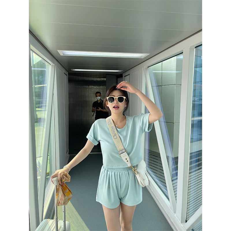 Zhou Baizi FORYOU 2022 new sports short-sleeved T-shirt large size shorts suit female fat mm slim