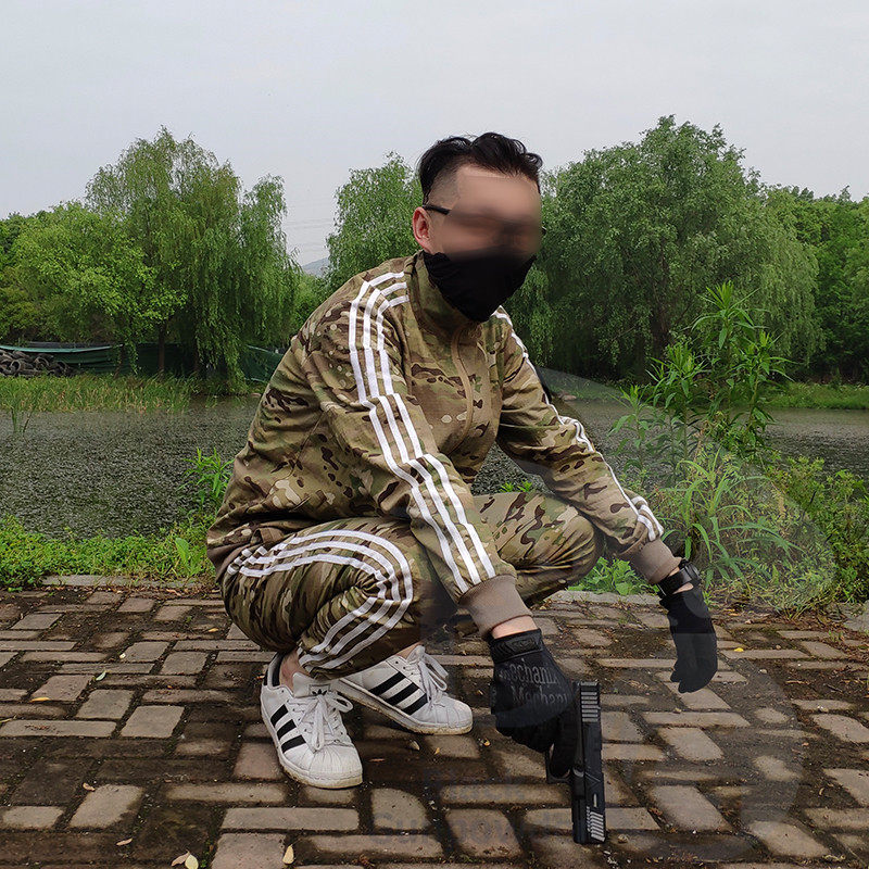mc camouflaged Slavic gopnik wind three-track bar elastic cotton tracksuit Physical clothing Moscow Adi society