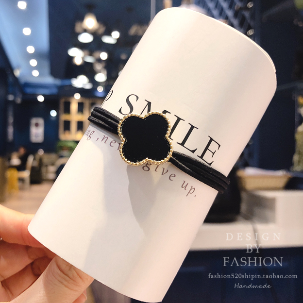 Hàn Quốc bốn lá cỏ ba lá màu đen phụ kiện tóc tiara dây tóc buộc đầu xương sườn tóc dải tóc bao da màu đỏ với cùng một đoạn - Phụ kiện tóc phụ kiện tóc trẻ em